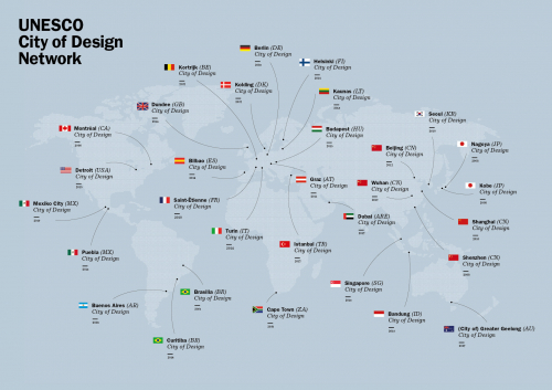 Carte des Villes UNESCO de design - 2018
